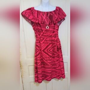 Pink Patterned Midi Dress